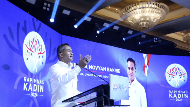 Ketua Umum Kadin Indonesia, Anindya Bakrie di Rapimnas Kadin Indonesia 2024
