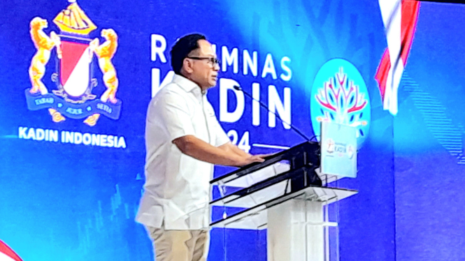 Wamen BUMN, Kartika Wirjoatmodjo, di acara Rapimnas Kadin 2024 di kawasan Senayan, Jakarta Pusat, Minggu, 1 Desember 2024