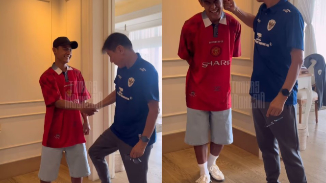 Pratama Arhan kena tendang dan jewer Shin Tae-yong