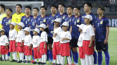 Timnas Laos saat lawan Timnas Indonesia di Piala AFF 2024