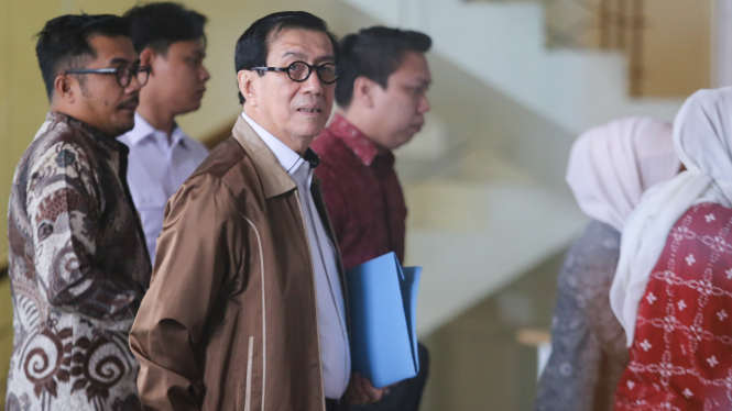 Yasonna Laoly saat diperiksa KPK terkait Harun Masiku