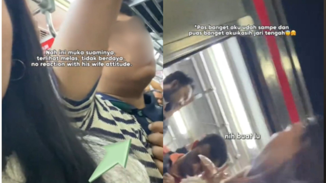Perempuan ini dituduh goda suami orang di KRL.