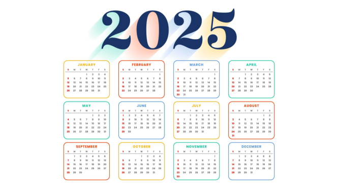 Ilustrasi kalender tahun 2025