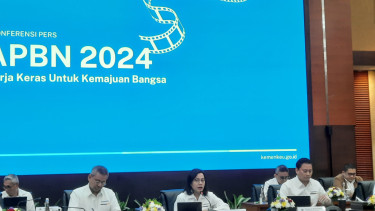 Menteri Keuangan Sri Mulyani INdrawati dalam konferensi pers APBN KiTA