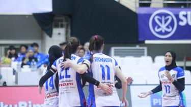 Laga Jakarta Pertamina Enduro kontra Bandung BJB Tandamata. (Dok PLN Mobile Proliga 2025)