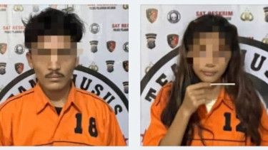 Pasutri sindikat begal saat diamankan petugas kepolisian.(dok Polres Pelabuhan Belawan)