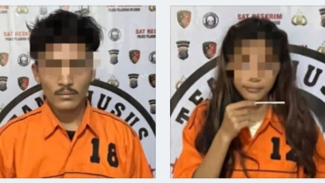 Pasutri sindikat begal saat diamankan petugas kepolisian.(dok Polres Pelabuhan Belawan)