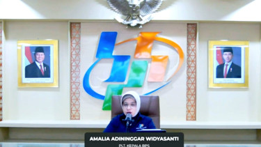 [dok. Plt. Kepala BPS, Amalia Adininggar Widyasanti, dalam konferensi pers di kantornya, Senin, 3 Februari 2025]