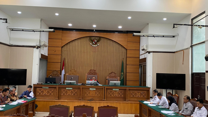 Ruang Sidang PN Jaksel saat sidang perdana praperadilan Sekjen PDIP Hasto Kristiyanto