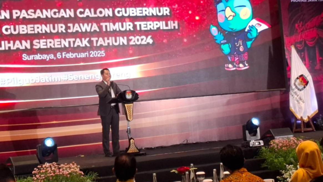 Rapat pleno penetapan pemenang Pilgub Jatim 2024 di Surabaya.