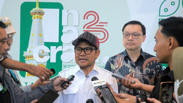 Menteri Koordinator Bidang Pemberdayaan Masyarakat, Muhaimin Iskandar alias Cak Imin usai meninjau Inacraft 2025 di JCC, Senayan, Jakarta Pusat, Jumat, 7 Februari 2025