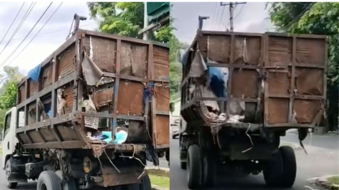 Kondisi Truk Sampah Tak Layak Pakai di Bandar Lampung