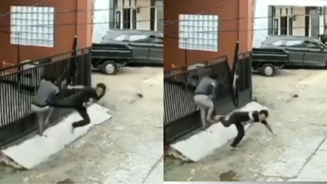 Viral! Warga Ini Keluarkan Jurus Tendangan untuk Menangkap Maling