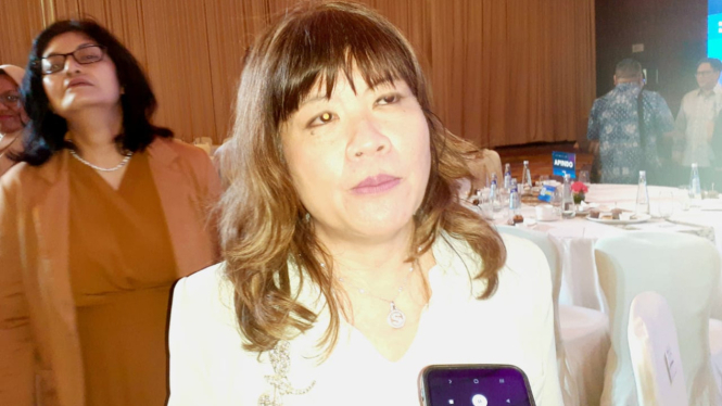 Ketua Umum Apindo, Shinta Kamdani, saat ditemui di kawasan Gatot Subroto, Jakarta Selatan, Senin, 10 Februari 2025