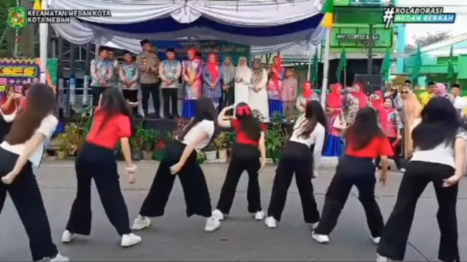Aksi joget 'K-pop' di Pembukaan MTQ Medan Kota, Kota Medan.(tangkap layar)