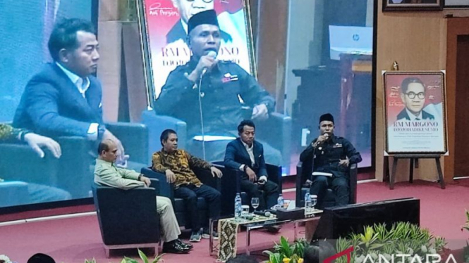 Suasana seminar nasional dan peluncuran buku berjudul "Napak Tilas Perjuangan RM Margono Djojohadikusumo dalam Meletakkan Fondasi Perekonomian Indonesia Pasca-kemerdekaan" 