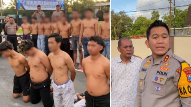 Pesilat Nekat Geber Motor di Depan Polres Blitar