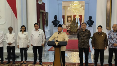 Presiden Prabowo Subianto Konferensi Pers di Istana Merdeka