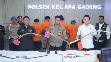 Polisi merilis pelaku begal di Flyover Sedayu Kelapa Gading Jakut.