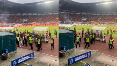 Oknum Suporter Persija Lempari Pemain Persib dengan Botol