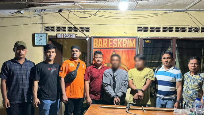 Polres Simalungun amankan dua pelaku pelecehan seksual guru SD.(dok Polres Simalungun)