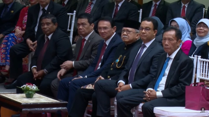 Bang Yos, Foke, Anies hingga Ahok saat penyambutan Gubernur-Wagub Jakarta Pramono-Rano