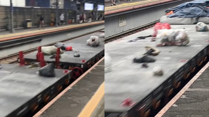 Viral Kereta Barang yang Tengah Melintas Dipenuhi dengan Banyak Sampah