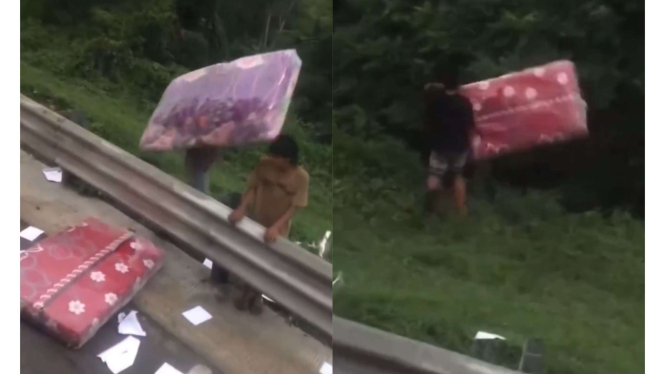 Warga Jarah Kasur dari Muatan Truk yang Kecelakaan di Tol Cipularang