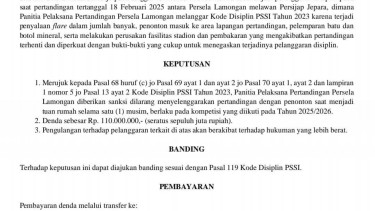 Surat Sanksi Komdis PSSI