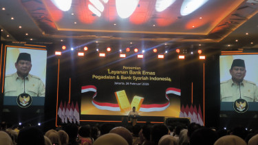 Presiden RI Prabowo Subianto saat meresmikan Bank Emas di The Gade Tower, Jakarta Pusat, Rabu, 26 Februari 2025