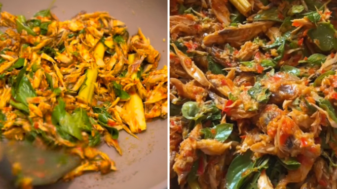 Resep ikan cakalang suwir daun kemangi