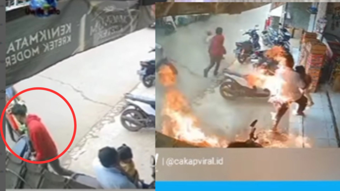 Kakek dan Cucu Terbakar Akibat Pemuda Iseng Nyalakan Korek saat Isi Bensin