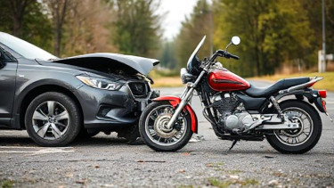 Ilustrasi kecelakaan mobil dan motor