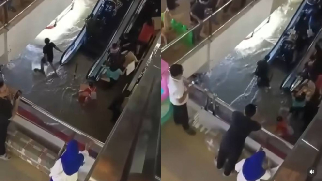 Banjir di pusat perbelanjaan Mega Bekasi Hypermall
