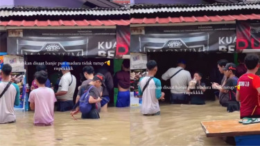 Warung Madura di Bekasi Tetap Buka Meski Banjir Melanda