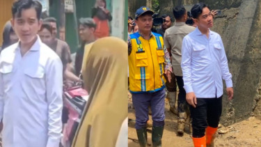 Gibran dicuekin emak-emak saat tinjau banjir di bekasi