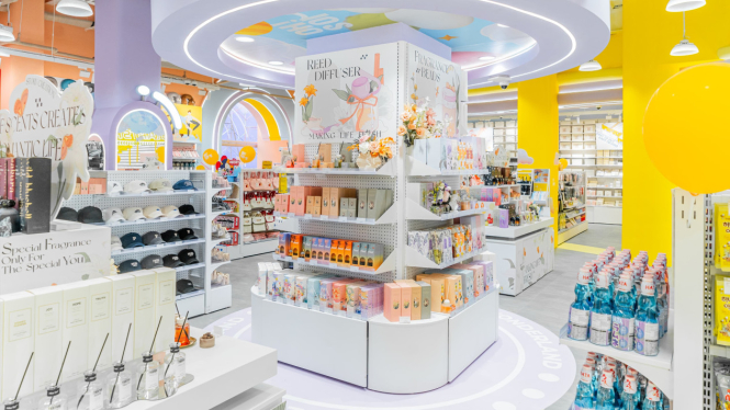 Ilustrasi outlet ritel trendi serba ada