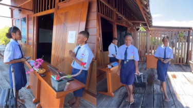 Viral Anak Sekolah di Raja Ampat Ini Fasih Praktik Bahasa InggriS