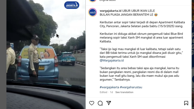 Sopir Taksi Berkelahi di Kalibata Jakarta Selatan