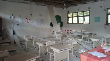 Sekolah terkena dampak Gempa bumi di Kabupaten Taput.(dok Polres Taput)