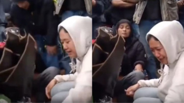 Kekasih Tukang Parkir yang Menjadi Korban Pengeroyokan Geng Motor Menangis
