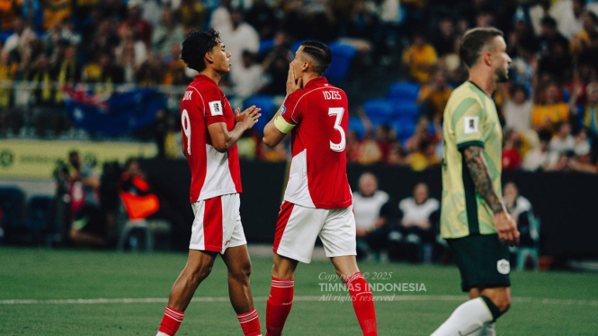 Kapten Timnas Indonesia, Jay Idzes saat lawan Australia