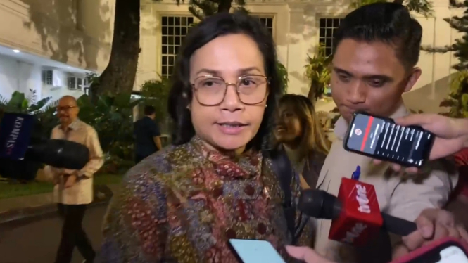 Menteri Keuangan (Menkeu), Sri Mulyani di Kompleks Istana Kepresidenan, Jakarta Pusat, Kamis, 20 Maret 2025