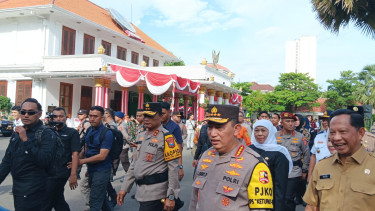 Kapolri Jenderal Listyo Sigit Prabowo di Gedung Negara Grahadi Surabaya.