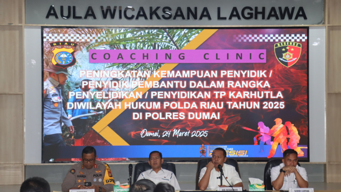 Polda Riau menggelar coaching clinic terkait penanganan kasus Karhutla