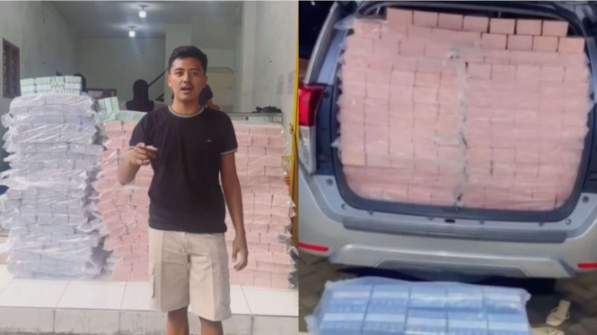 Viral Jasa Tukar Uang Pamer Tumpukan Pecahan Rp5.000-20.000 yang Totalnya Rp2 M