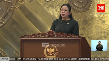 Ketua DPR RI, Puan Maharani dalam rapat sidang paripurna ke-16 penutupan masa sidang II tahun 2024-2025 di Gedung DPR RI, Jakarta Pusat, Selasa, 25 Maret 2025 (sumber: tangkapan layar YouTube TV Parlemen)