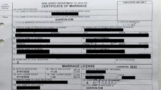 Surat nikah Kim Sae Ron