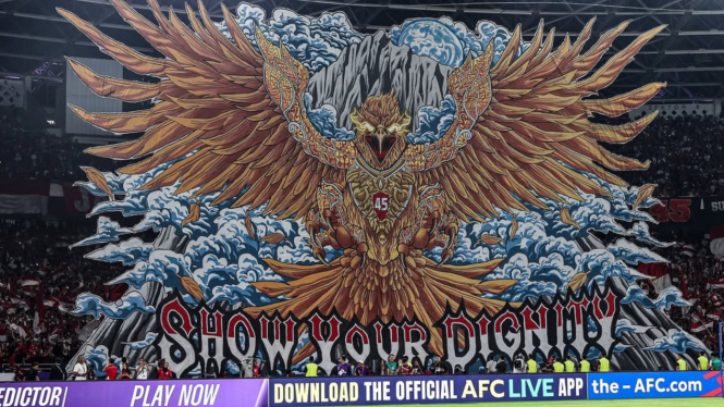 Tifo Garuda Emas 'Show Your Dignity' hiasi laga Timnas Indonesia vs Bahrain