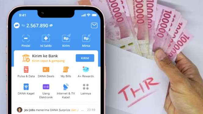 Ilustrasi THR online lewat link DANA Kaget